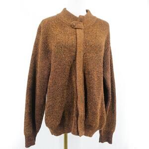 Vintage Jantzen Wool Blend Knit Cardigan Heather Brown Wool Sweater Women's M